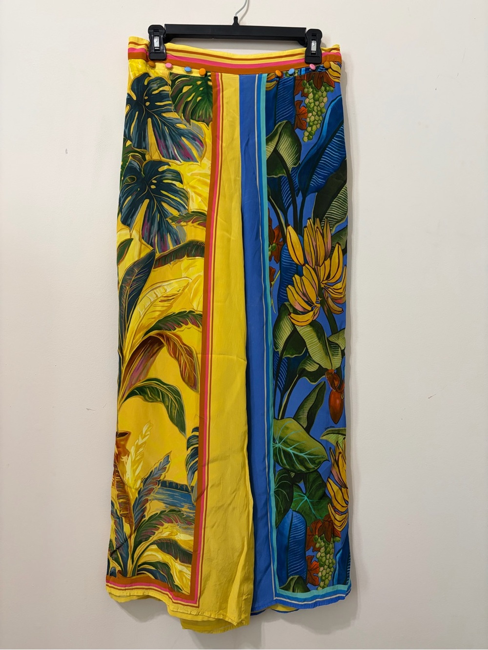 Farm Rio Tropical Botanical Wide-Leg Pants Yellow & Blue - Picture 8 of 12